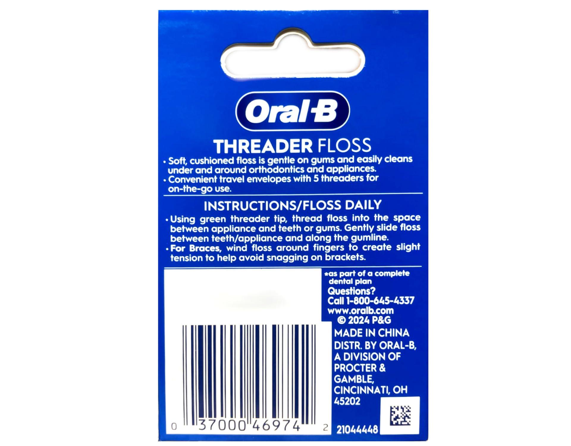 GLIDE Oral-B Threader Floss 30 Count: 6 Envelopes of 5 Threaders (Pack of 8)