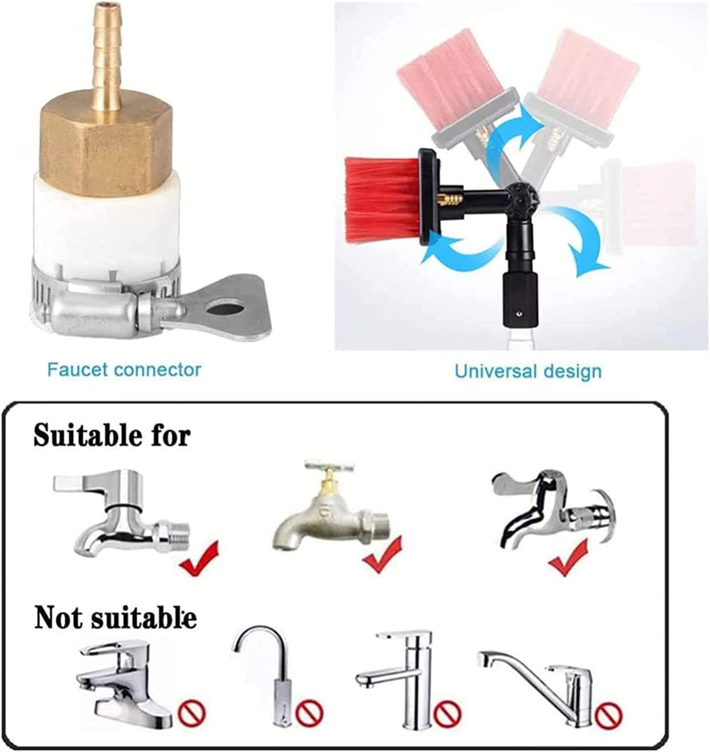 AUGUSE Water Fed Pole Kit,Water Fed Brush 30ft Window Cleaning Pole, Window Cleaning Brush Kit, Water/Hose Line Rod, Extendable Window Glass Cleaner, Conservatory Roof and Solar Panel Cleaning Equipment (Si