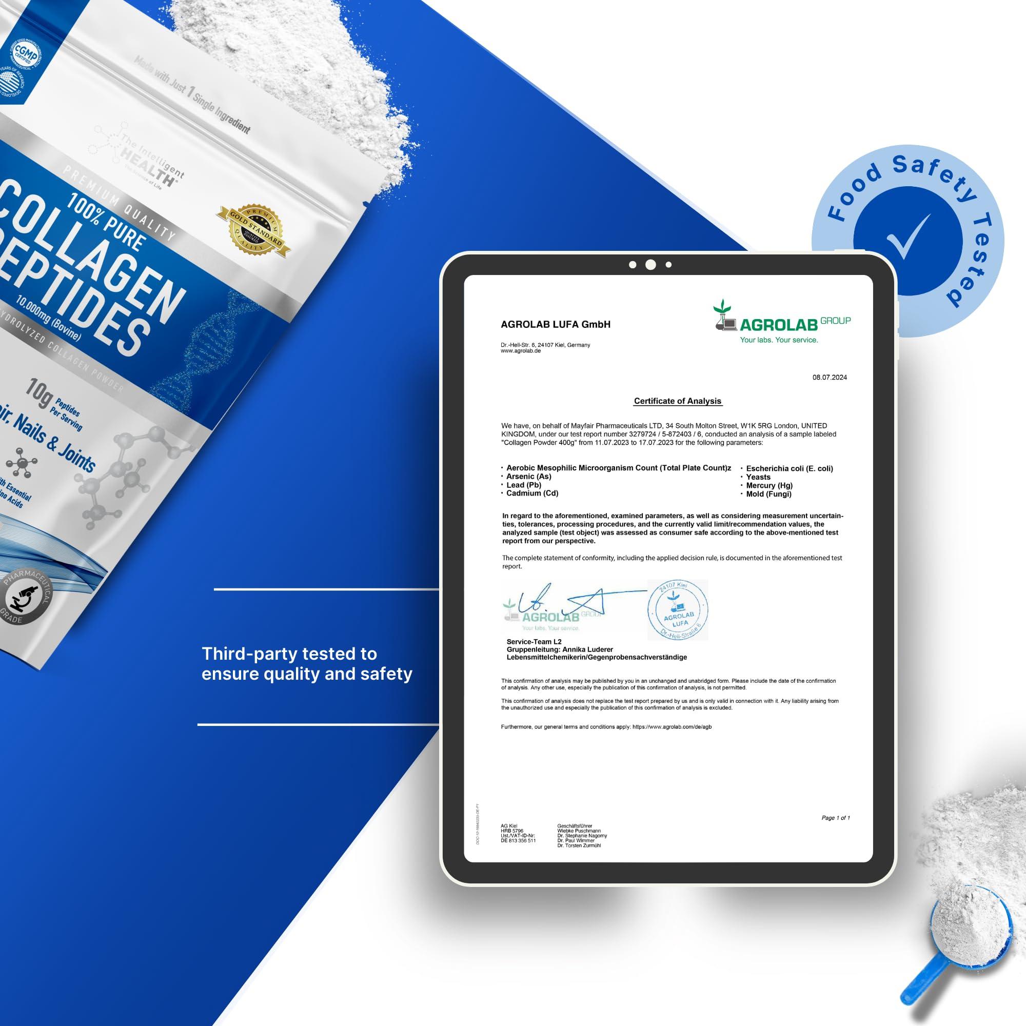 The Intelligent Health The Intelligent Health Hydrolyzed Collagen Peptides Powder, Grass Fed, High Protein, Unflavored, Gluten-Free, Paleo & Keto Friendly, 10g per Serving (200g) Supports Skin, Hair, Nails, Joints, & Bones