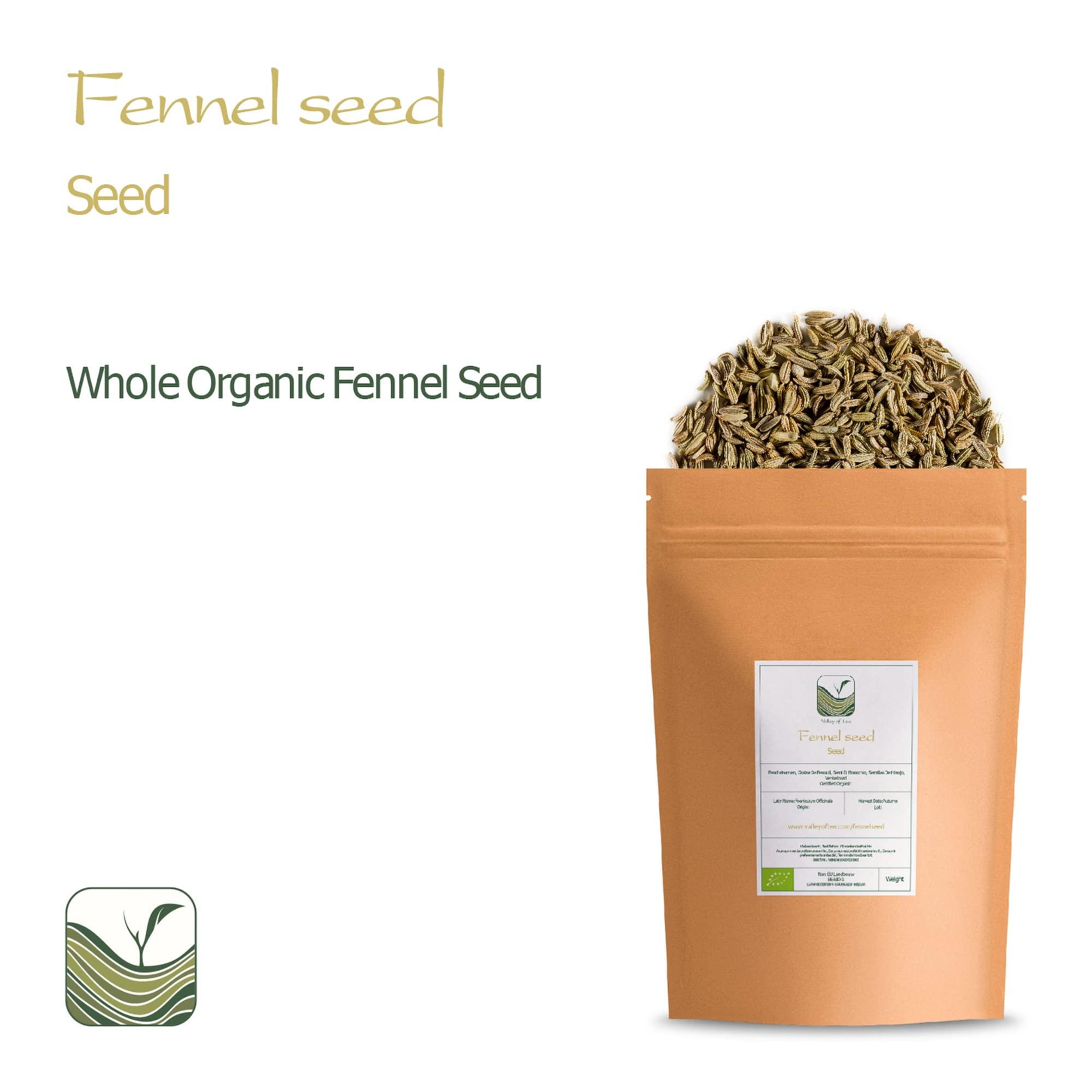 Valley of Tea Fennel Seed Organic Herbal Delicacy - Culinairy Grade - Foeniculum Vulgare Seeds Fenkel - Fennel Seeds For Cooking Organic Fennel Fenal Seeds 200g