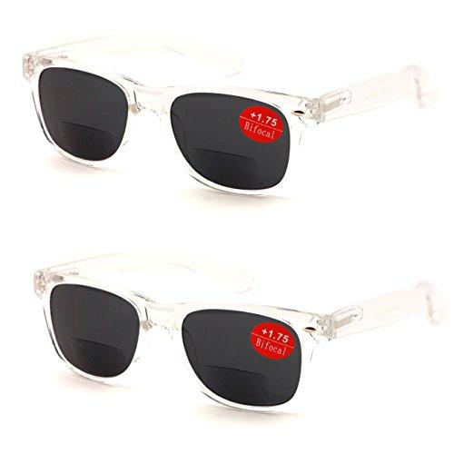 Vision World Eyewear V.W.E. Clear Bifocal Outdoor Reading Sunglasses - Comfortable Stylish Simple Readers (2 Pair, +2.75)