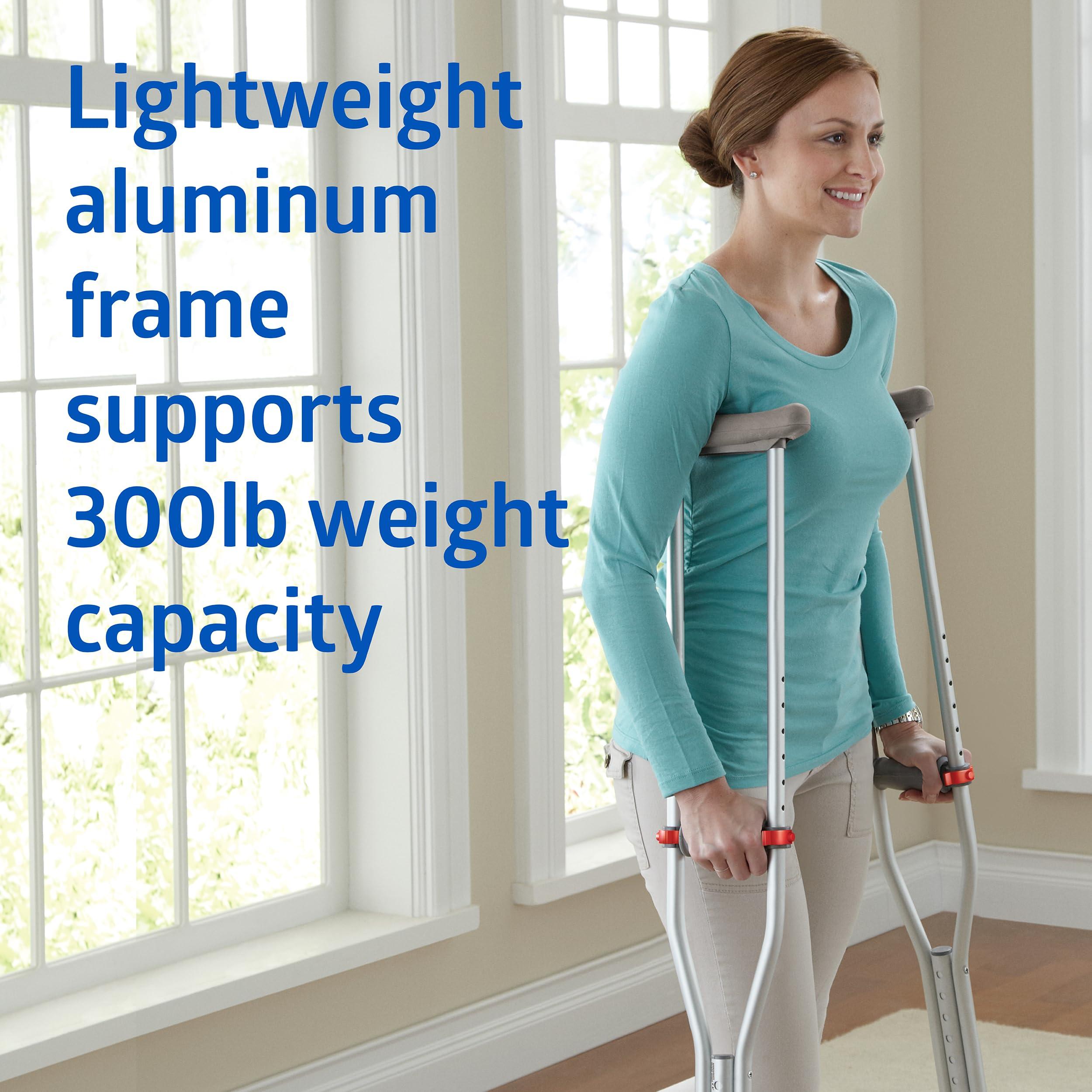 Medline Medline Lightweight Aluminum Red Dot Crutches, For Patients 515-9, Walking Aid For Adults & Seniors Comfortably Supports Up To 300lbs