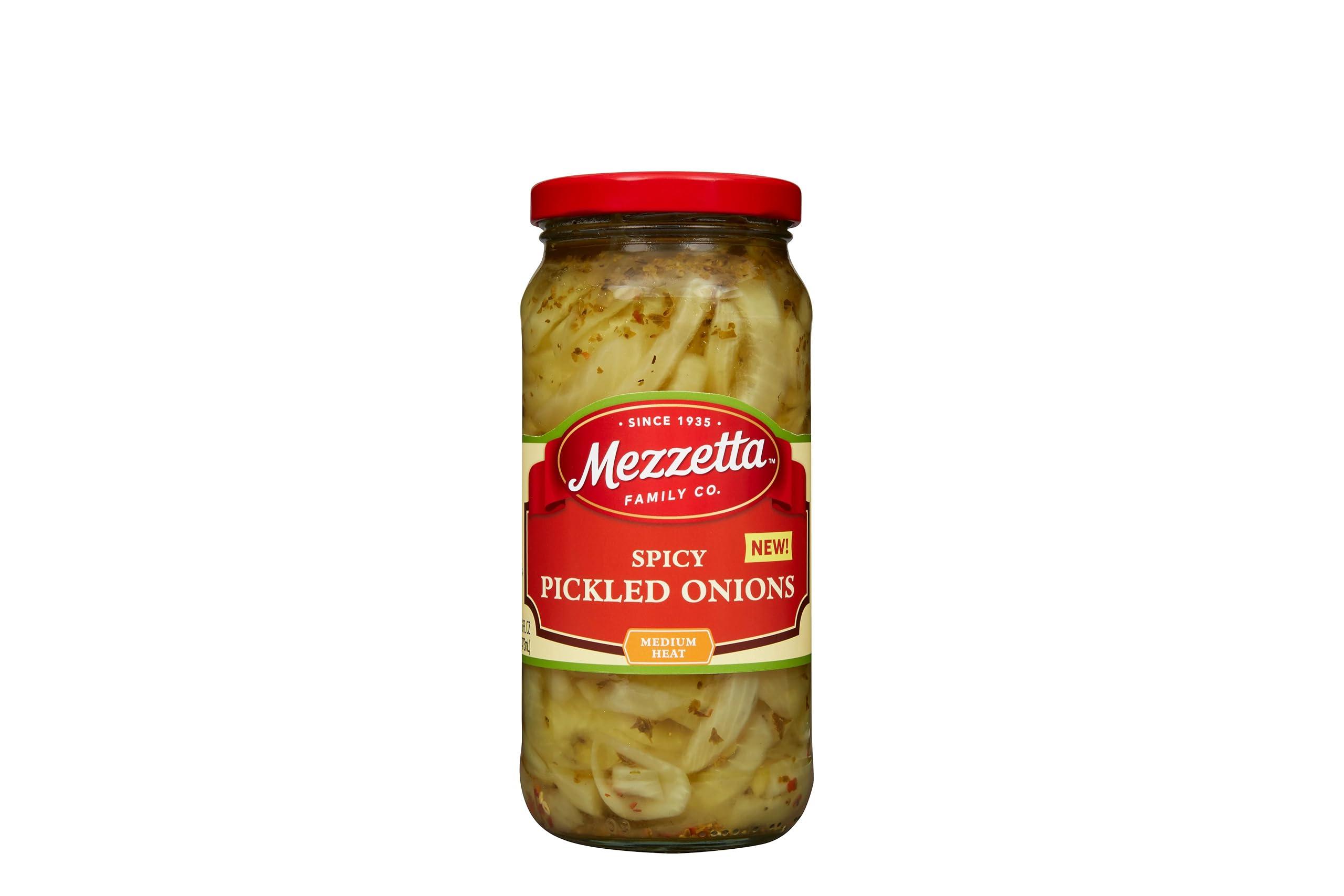 Mezzetta Mezzetta Pickled Onion Pack, Pickled Red Onion & Spicy Pickled Onion | Gluten Free | 16 Fluid Ounce Jar (Pack of 2)