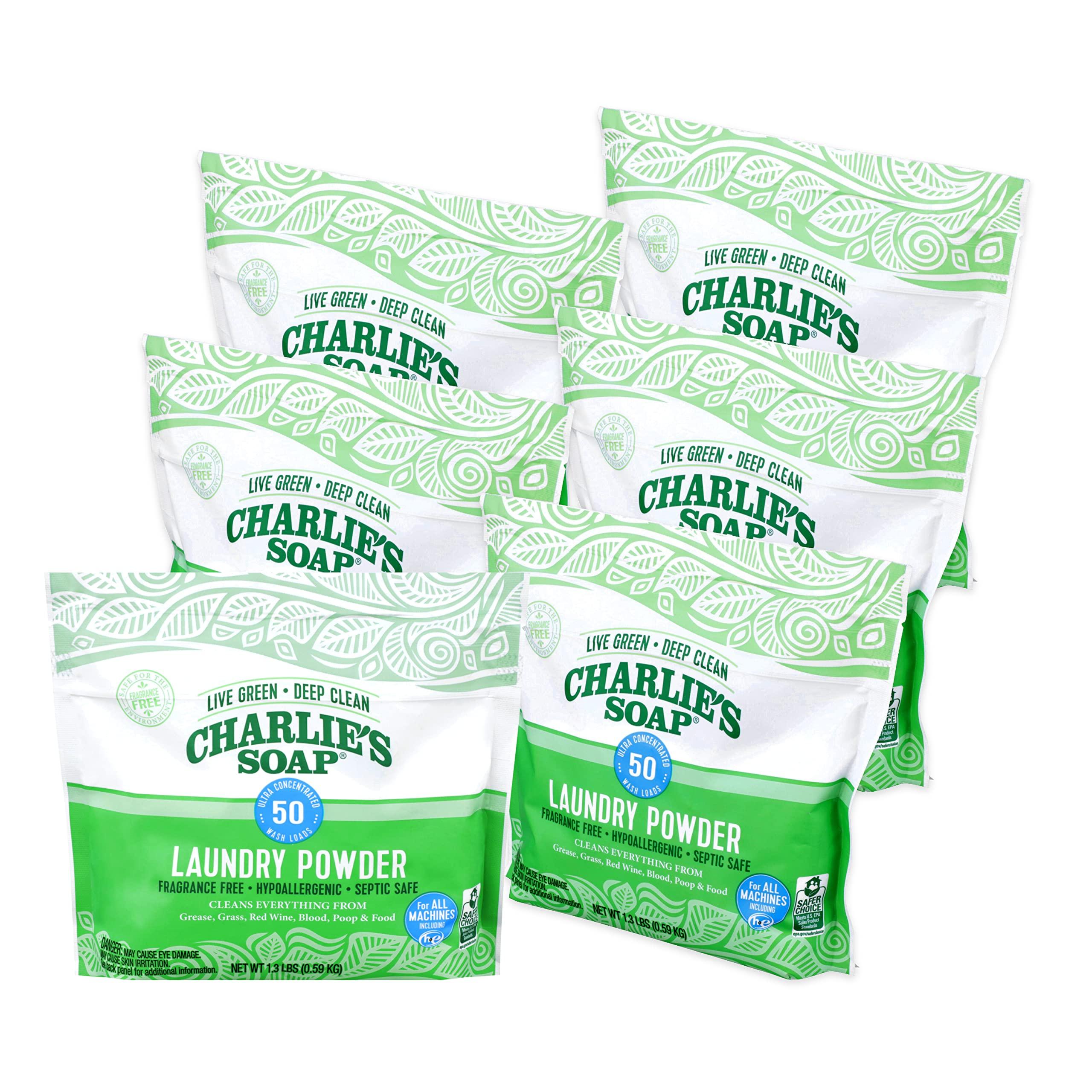 Charlie's Soap Charlie's Soap - Unscented Laundry Powder 50 Loads (Six 50-load Bags, 300 Total Loads)