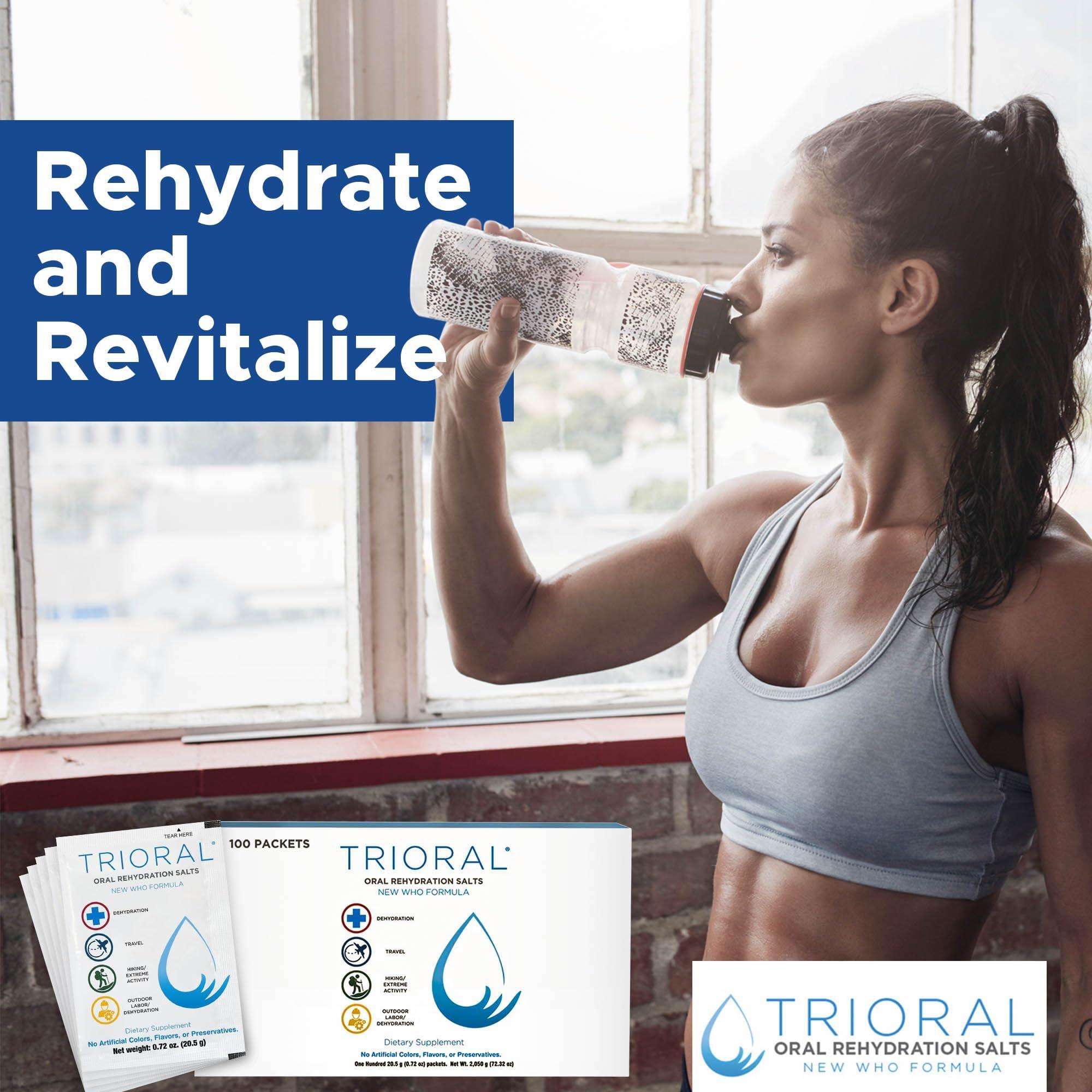 TRIORAL TRIORAL Hydration Electrolytes Powder (100Pack)-Rapid Rehydration Solution,Essential Hydrating Formula,Combat Dehydration from Workouts,Sports & More, First Aid Kit,Travel Must-Haves,Drink Mix Packets