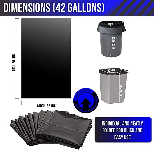 C-Town Plastics Contractor Construction Garbage Bags - Large Black Trash for Construction, Moving, Cleaning Heavy Duty 3 Mil Thick Plastic Bag 42 Gallon, 32x50'', 40 Count (Pack of 1) (ContractBags4240ct)