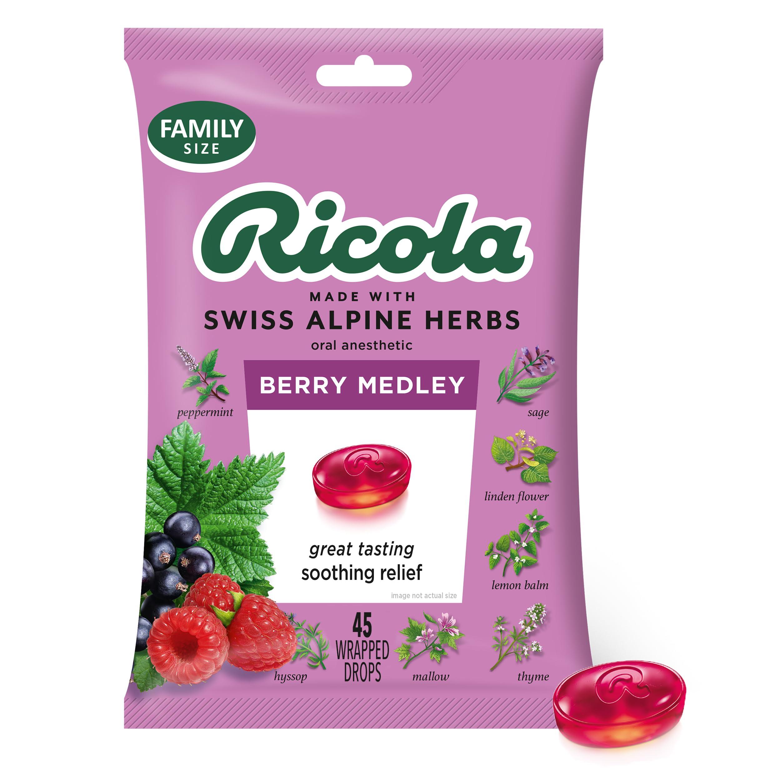 Ricola Ricola Berry Medley Throat Drops, 45 Count Sugar Free Original Herb Cough Drops, 19 Count