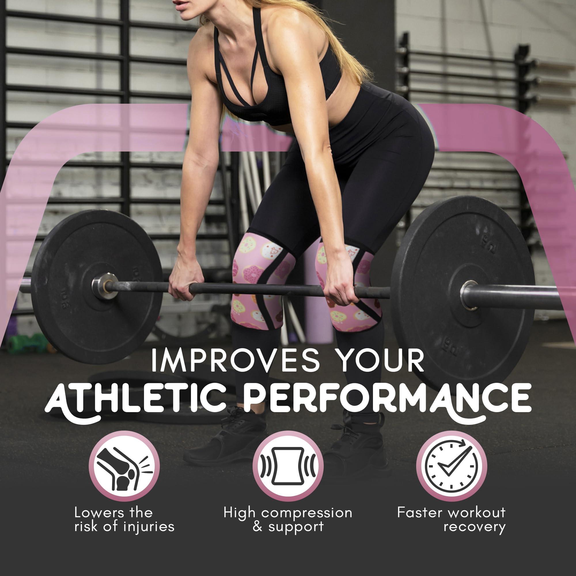 Mighty Buns Mighty Buns 7mm Neoprene Knee Sleeves Pink Donut V2 XXX-L (1 Pair) - Cute High Performance Knee Sleeves, Knee Compression & Support for Weightlifting, Powerlifting, Squatting for Women and Men