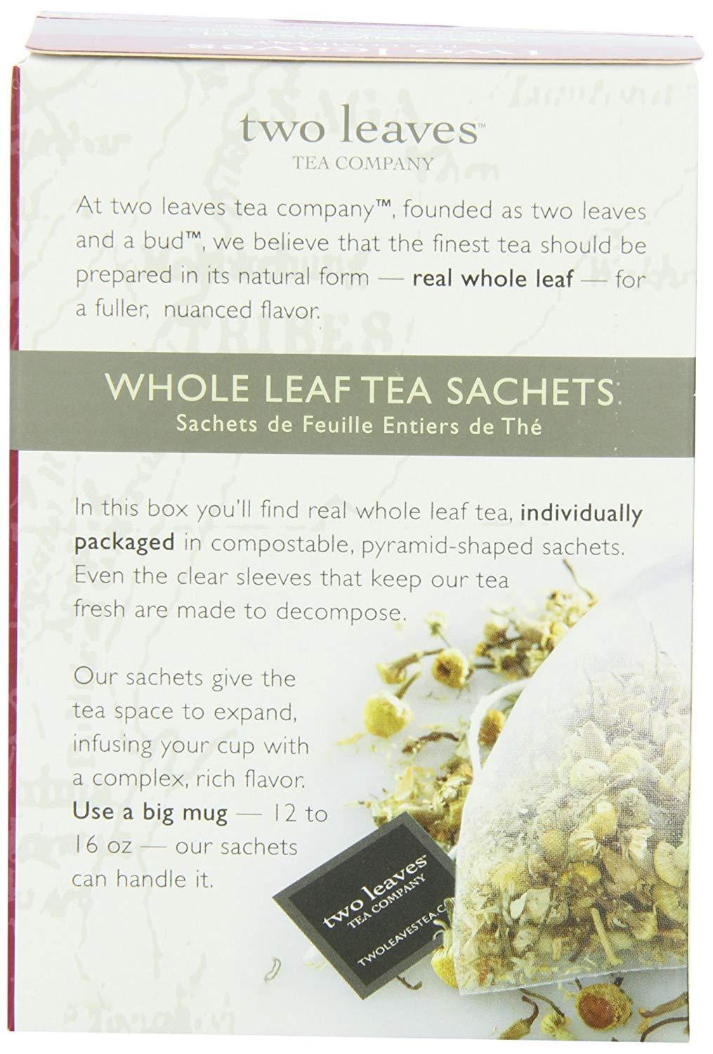 Two Leaves and a Bud Two Leaves and a Bud Organic Assam Black Tea Bags, Whole Leaf Caffeinated Black Tea in Compostable Sachets, Delicious Plain or with Milk, 15 Count (Pack of 6)