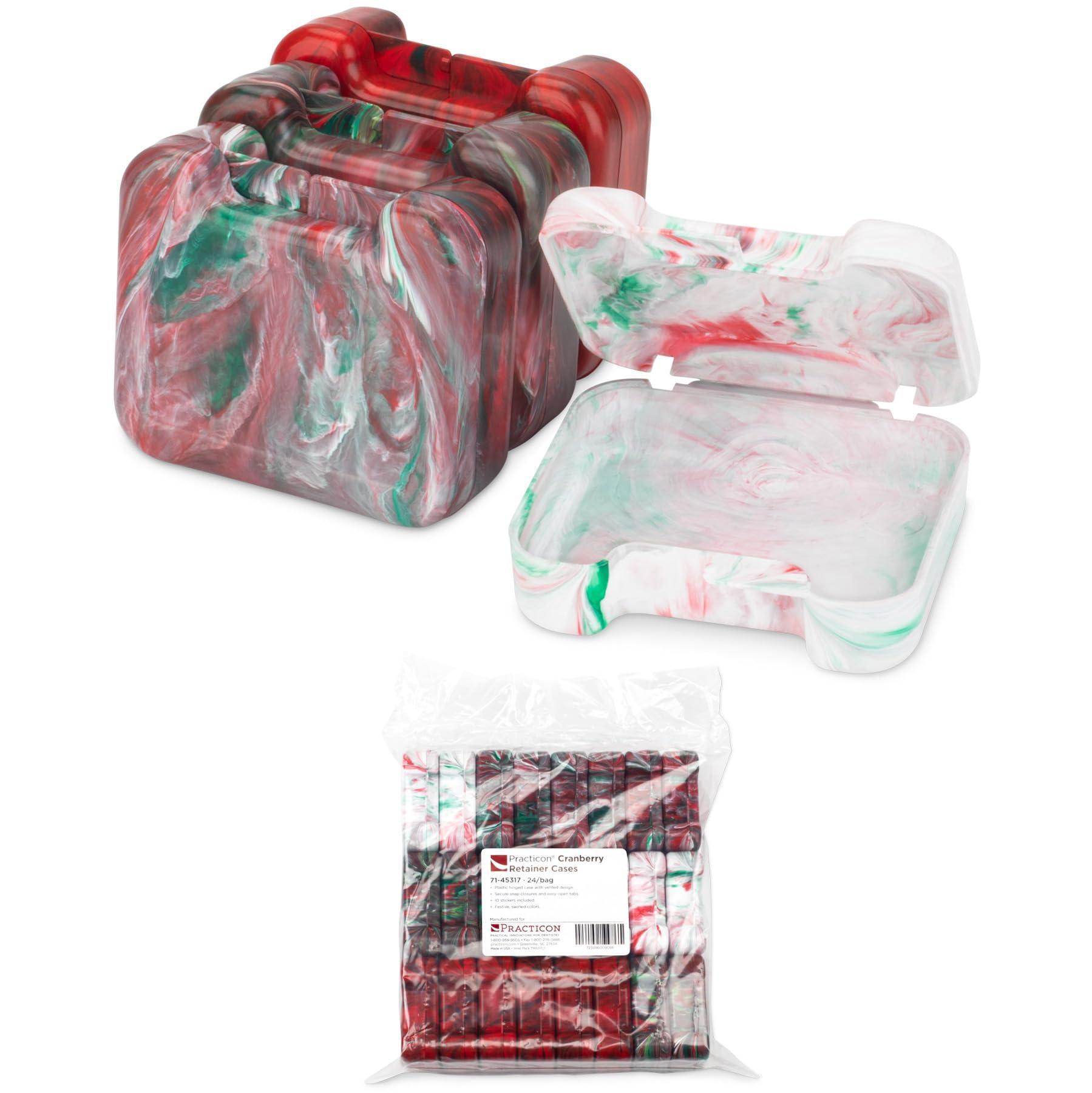 Practicon Practicon Easy Open Retainer Cases, Assorted Cranberry Swirl Colors, Bulk Pack of 24
