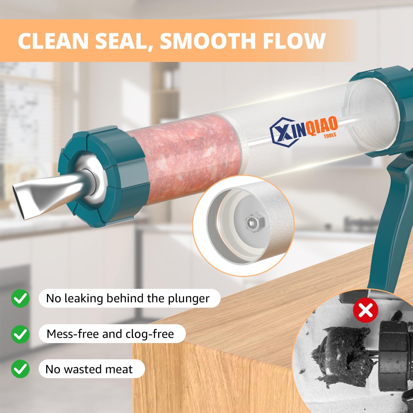 XINQIAO XINQIAO Beef Jerky Gun Sausage Stufffer for Ground Meat, Large Aluminum Jerky Cannon Comes with a Bag, 4 Nozzles, 2 Brushes, 1 Funnel, 1 Pestle