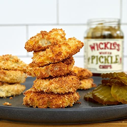 Wickles Wickles Pickles Wicked Pickle Chips (6 Pack) - Sweet & Spicy Garlic Pickle Slices - Hot Pickle Chips - Slightly Sweet, Definitely Spicy, Wickedly Delicious (16 oz Each)