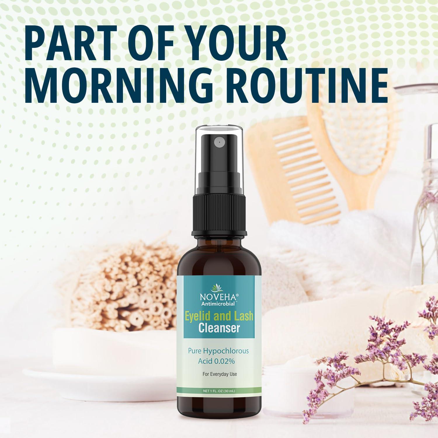 NOVEHA NOVEHA Eyelid Cleanser | Stye Eye Treatment | Eye Lid Cleaning | Dry Eye Relief | Fast Acting Soothing Eyelid Cleansing Formula | Pure and Gentle Lash Hypochlorous Acid Eyelid Spray (1oz - 1 Pack)