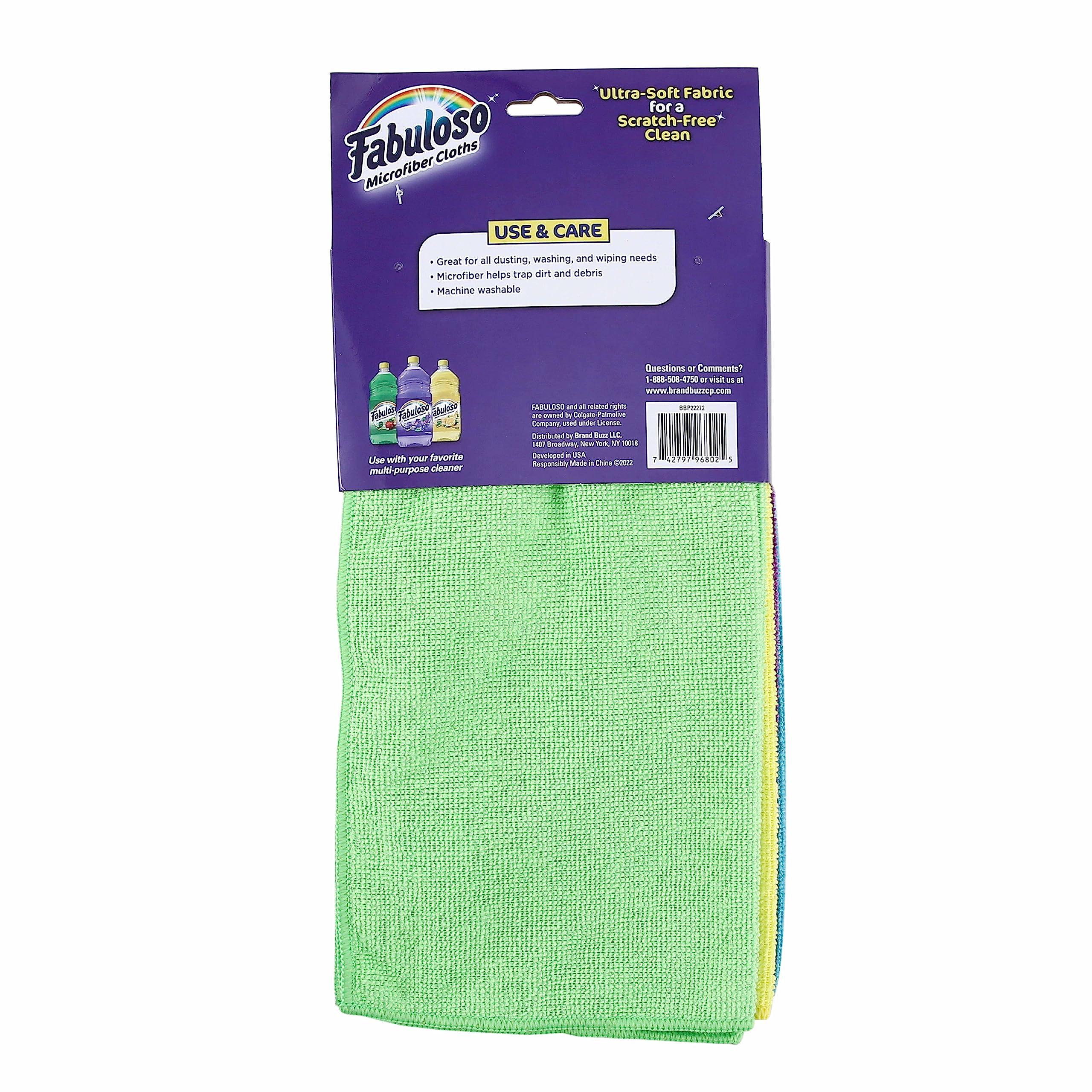 Fabuloso Fabuloso Microfiber Cleaning Cloths - Rainbow Colors - Lint-Free Microfiber Cloths for House, Kitchen, and Car - Reusable, Washable, Absorbent Towels for Glass, Windows & Wood Furniture - 1 Pack, 8 Ct