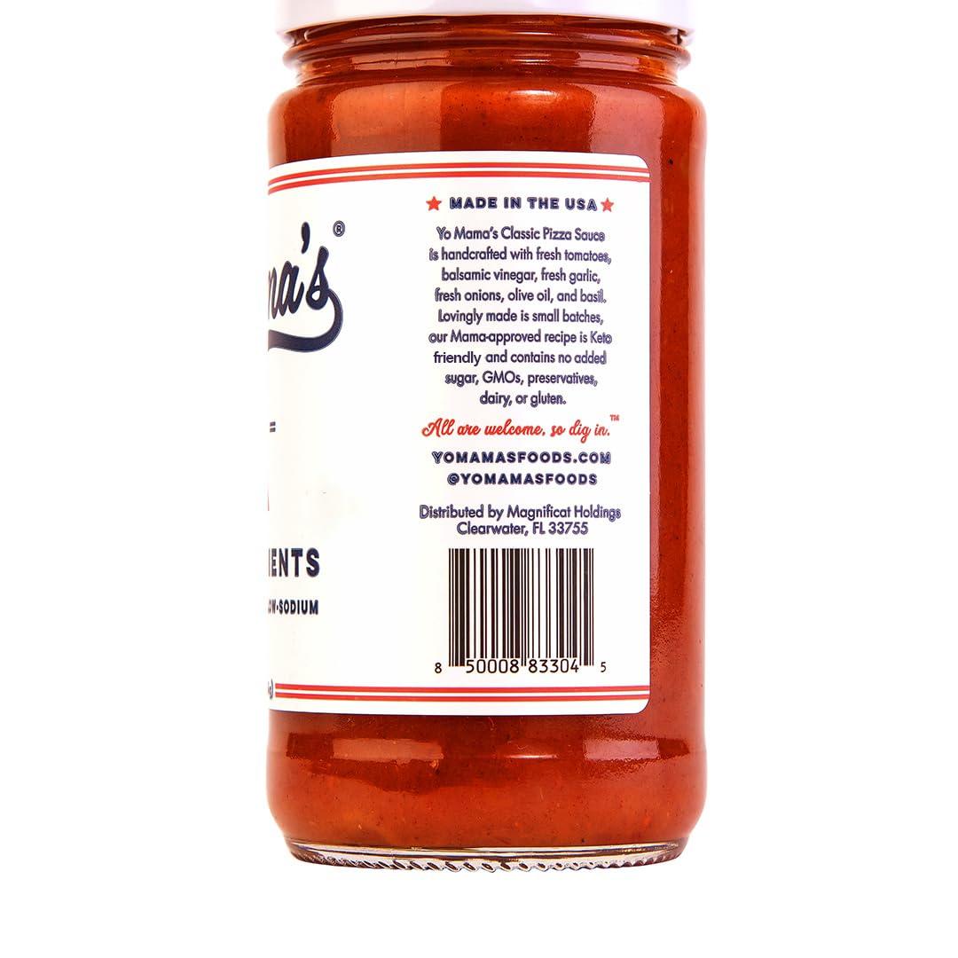 Yo Mama’s Foods Yo Mama\'s Foods Keto Classic Pizza Sauce Pack of (2) - Vegan, No Sugar Added, Low Carb, Low Sodium, Gluten Free, Paleo, and Made with Fresh Non-GMO Tomatoes!