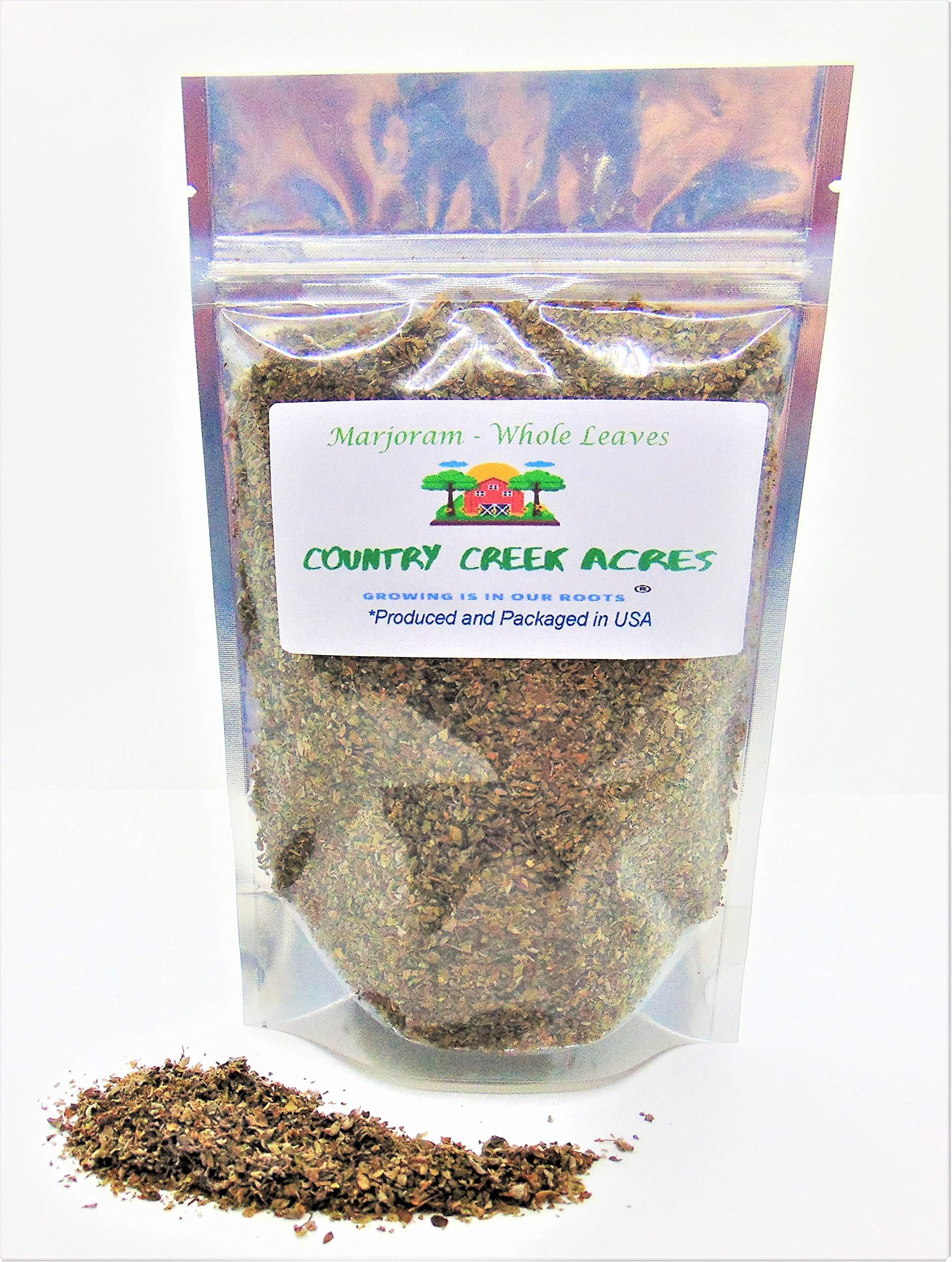 COUNTRY CREEK ACRES GROWING IS IN OUR ROOTS 8 oz Marjoram, Whole Dried and Chopped, A Hearty Flavor, Bold Taste and Vibrant Aroma -Non- GMO- Country Creek LLC