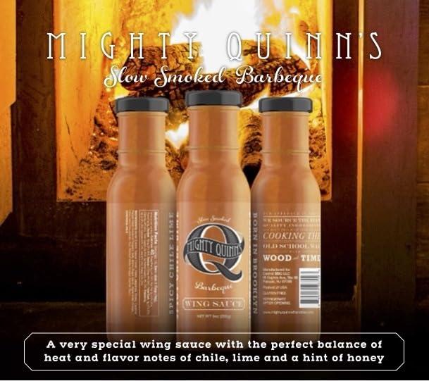 MIGHTY QUINN\'S BARBEQUE Mighty Quinn\'s Wing Sauce | Spicy Chicken Wing Sauce, Gluten Free, All-Natural Ingredients, No High Fructose Corn Syrup, Chile, Lime, Honey | Great for all Proteins and Veggies | 8 oz, 2 Pack
