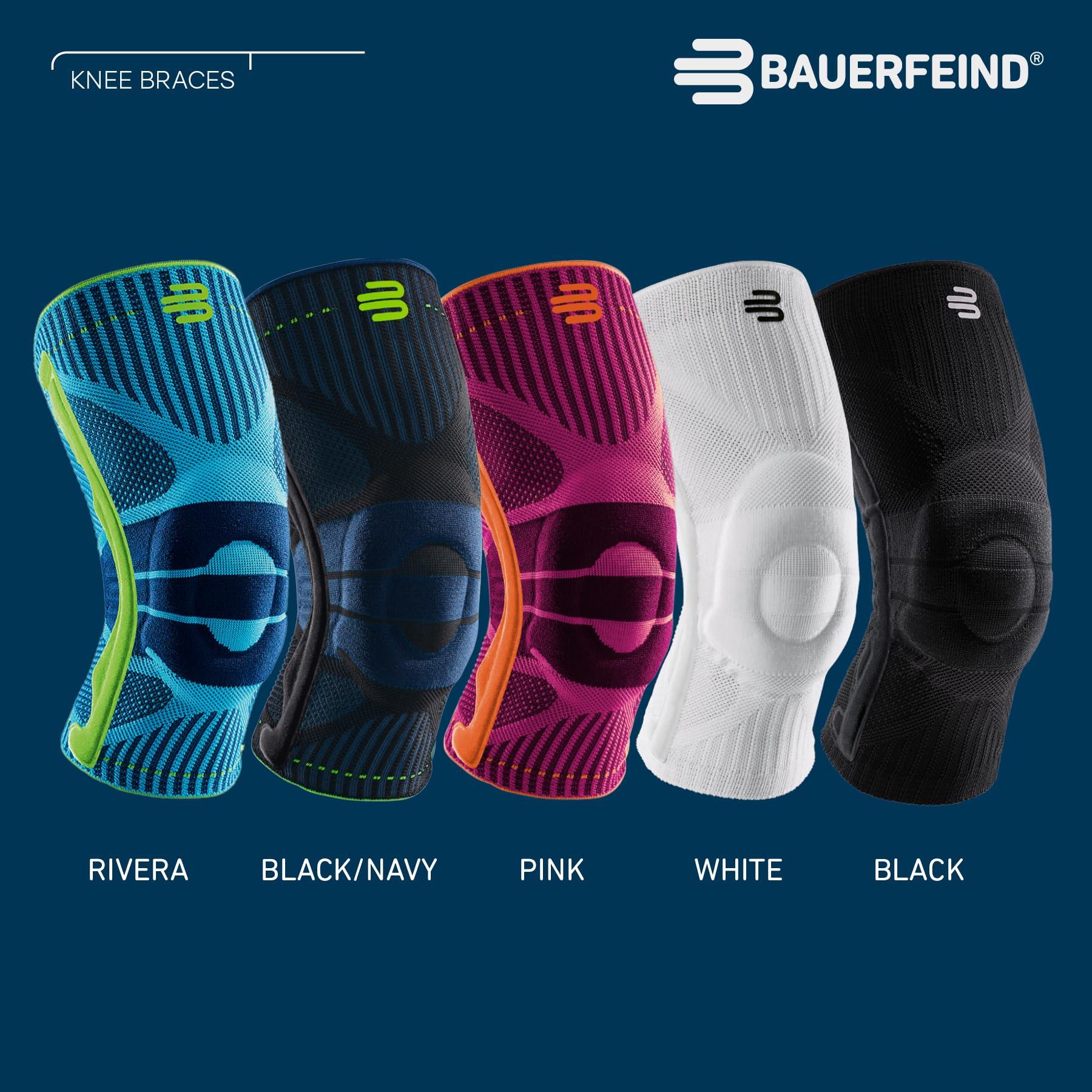 Bauerfeind Bauerfeind Sports Knee Support - Knee Brace for Athletes with Medical Grade Compression - Stabilization and Patellar Knee Pad (Black/Blue, XS)
