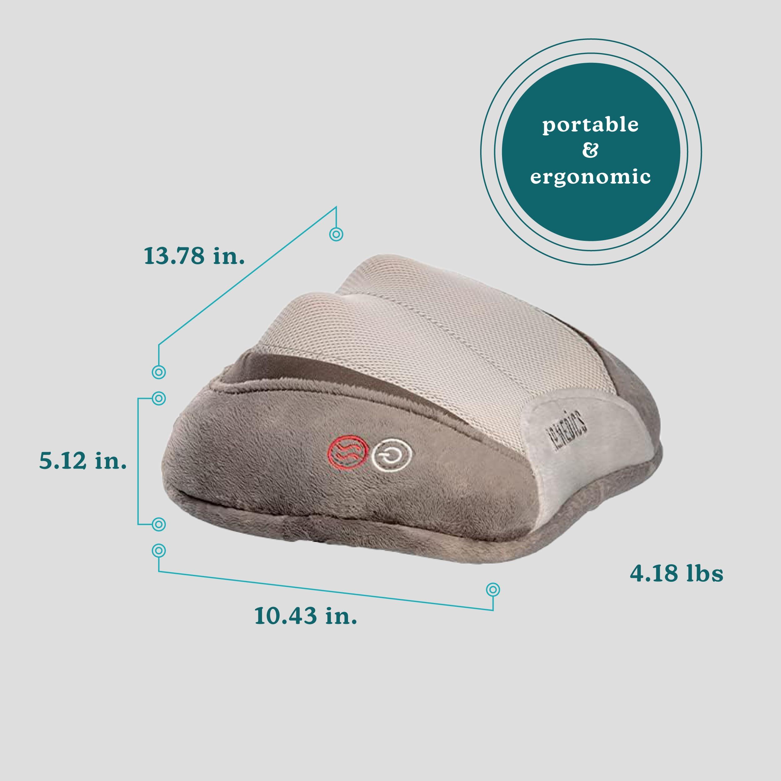 Homedics Homedics Back and Neck Massager, Portable Shiatsu All Body Massage Pillow with Heat, Targets Upper and Lower Back, Neck and Shoulders. Lightweight for Travel