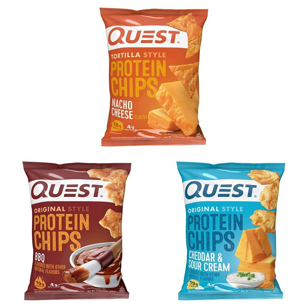 Quest Nutrition Quest Nutrition Protein Chips, Nacho Cheese, Cheddar & Sour Cream, BBQ (Pack of 12)