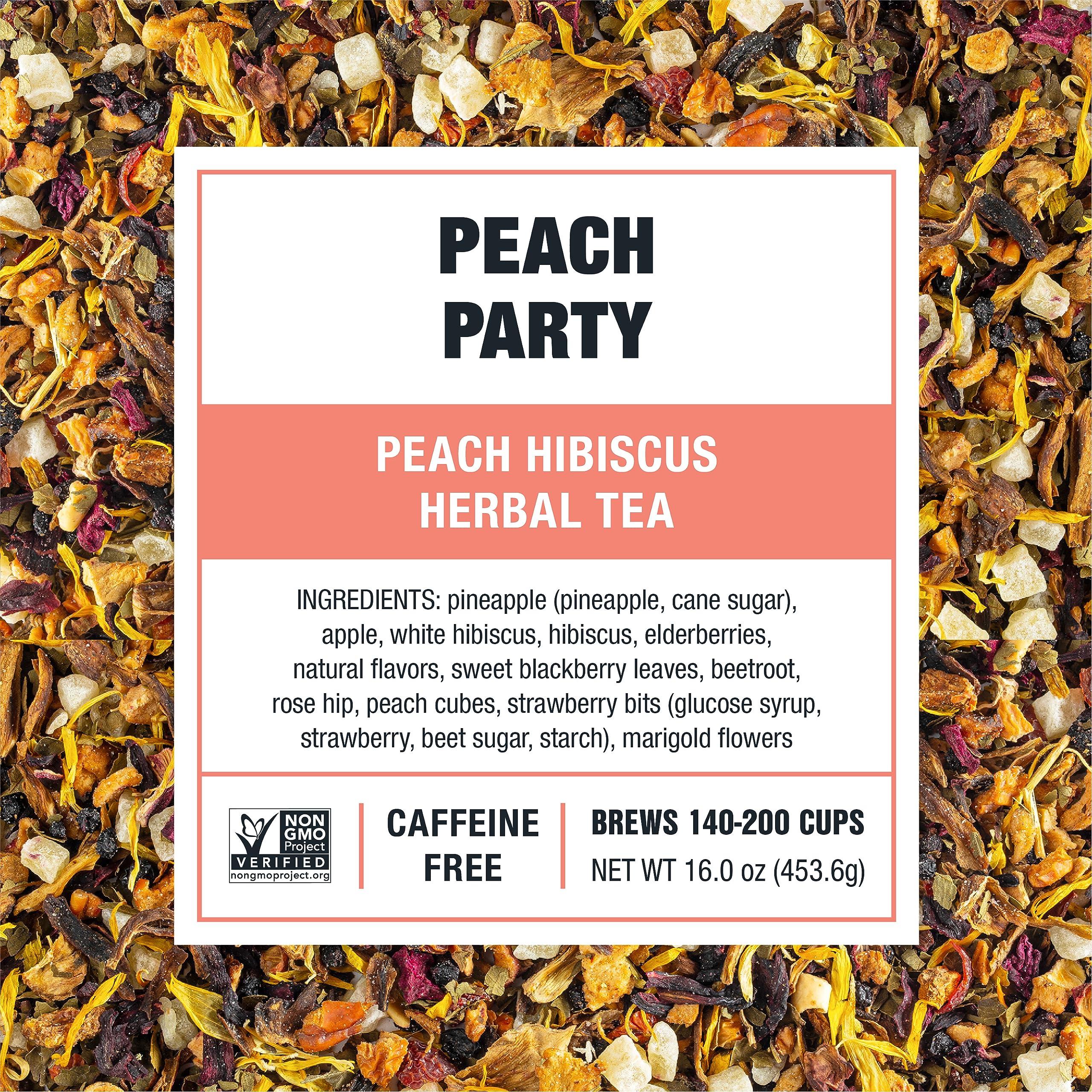 Tiesta Tea Tiesta Tea - Peach Party | Peach Hibiscus Herbal Tea | Premium Loose Leaf Tea Blend | Non-Caffeinated Fruit Tea | Make Hot or Iced & Up to 200 Cups | Made w/ Natural Ingredients - 16oz Resealable Pouch