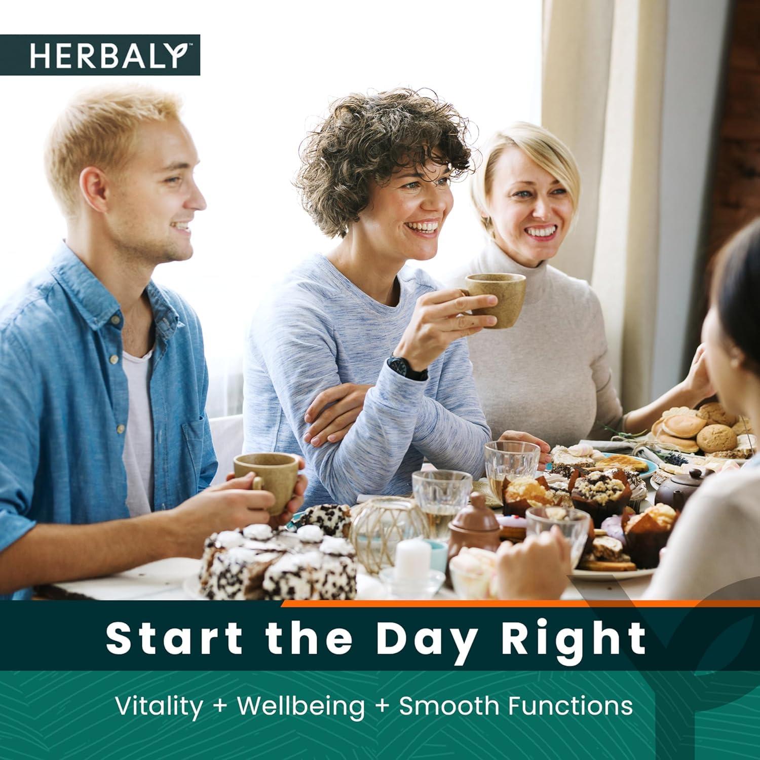 Herbaly Herbaly Glucose Functional Tea - Vitality & Wellness - Gymnema Sylvestre, Ceylon Cinnamon, Bitter Melon, Dandelion Root, Fenugreek - Daily Teas - Organic Plant-Based Tea Bag Pyramids - 30 ct