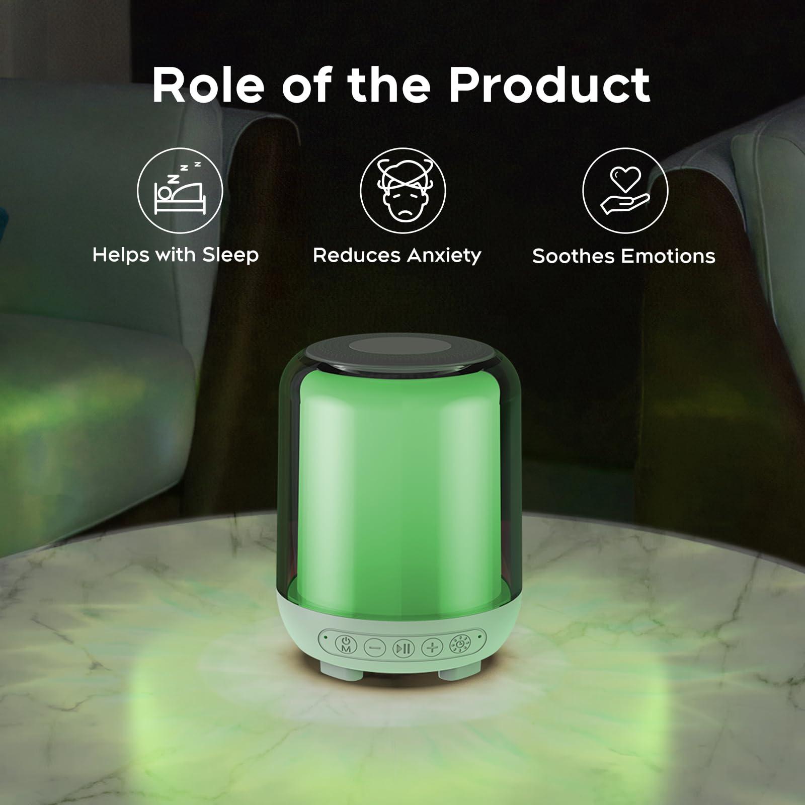 KACILEN KACILEN Green Light Therapy Lamp for Migraine and Anxiety Relief,Regulate Mood and Help with Insomnia Wireless Speaker with White Noise,Timer Function,Brightness Adjustment