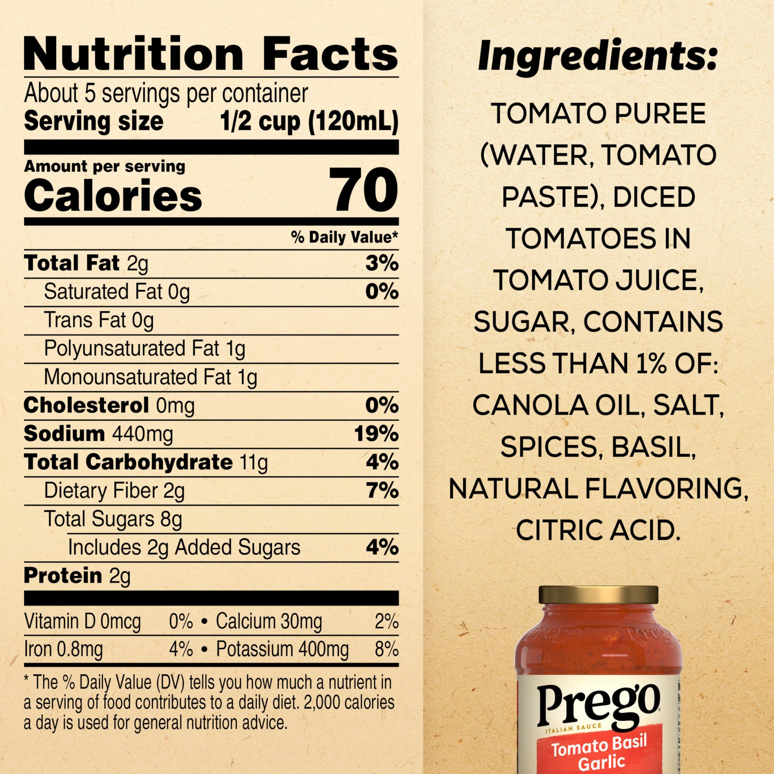 Prego Prego Italian Tomato Sauce with Basil & Garlic, 24 oz Jar