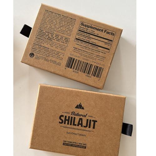 NATURAL SHILAJIT Natural Shilajit Tablets - 120 Count, Sun Dried 100% Pure Shilajit for Men & Women with Fulvic Acid & 85+ Essential Trace Minerals for Peak Physical & Mental Performance, Immune Health & Detox