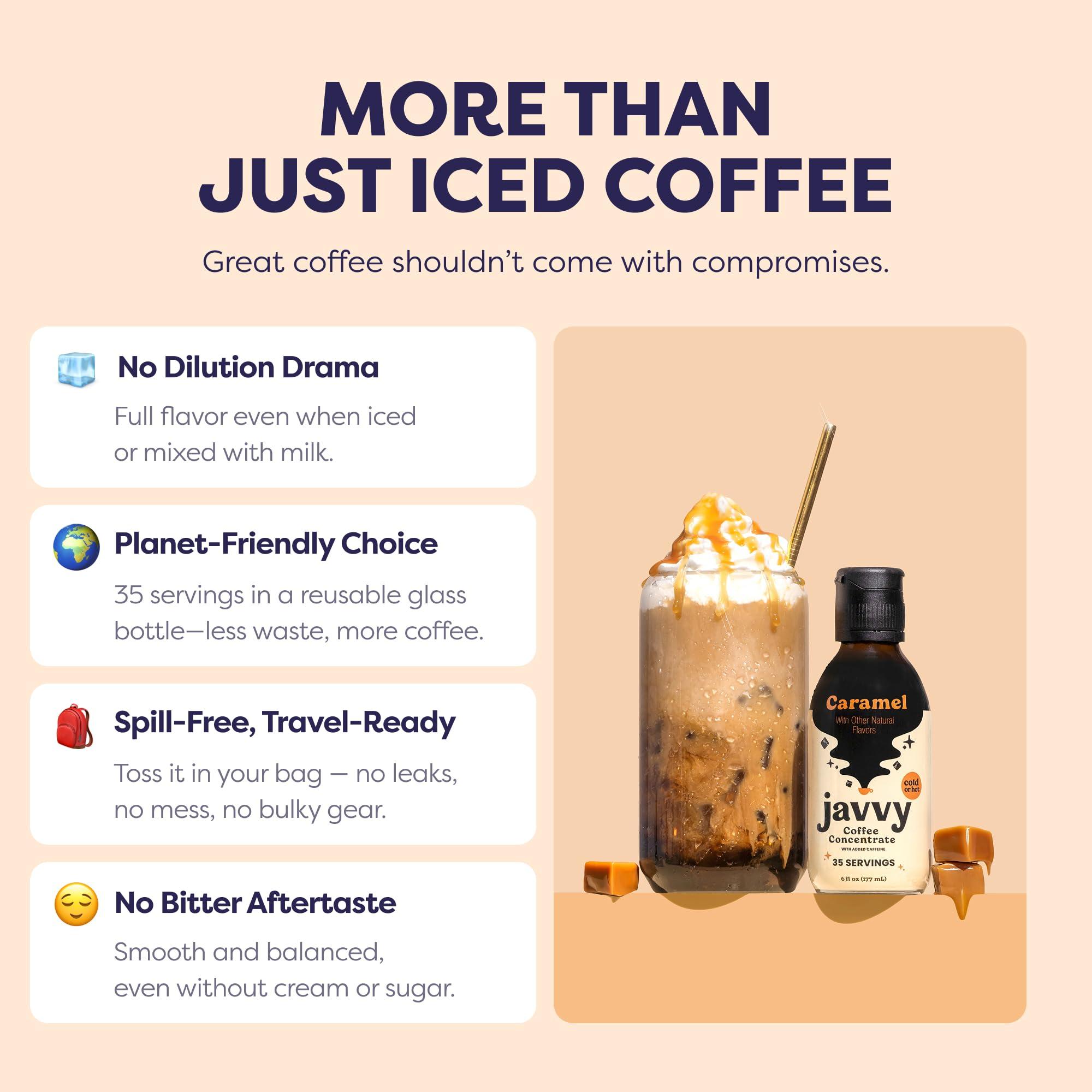 Javy Coffee Javy Coffee Concentrate - Cold Brew Coffee, Perfect for Instant Iced Coffee, Cold Brewed Coffee and Hot Coffee, 35 Servings - Caramel