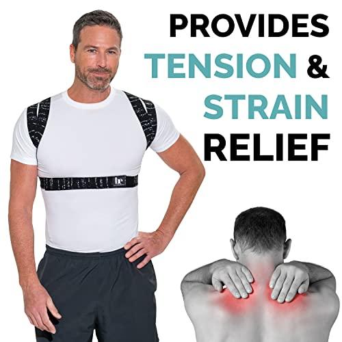 BackEmbrace BackEmbrace Posture Corrector for Women and Men - Made in USA - Slim and Adjustable Shoulder Brace - Back Brace for Back Pain Relief - Black Drizzle Large