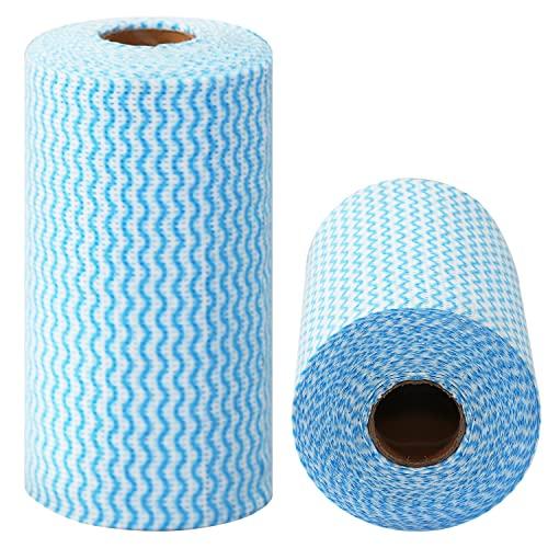 Supmaquc Supmaquc 2 Pack Upgraded Reusable Cleaning Cloths Extra Thick Durable Disposable Cleaning Towels Kitchen Dish Paper Multi Purpose Household Towels Thickened Non Woven Wipes, 7.9\"X11.8\", Blue