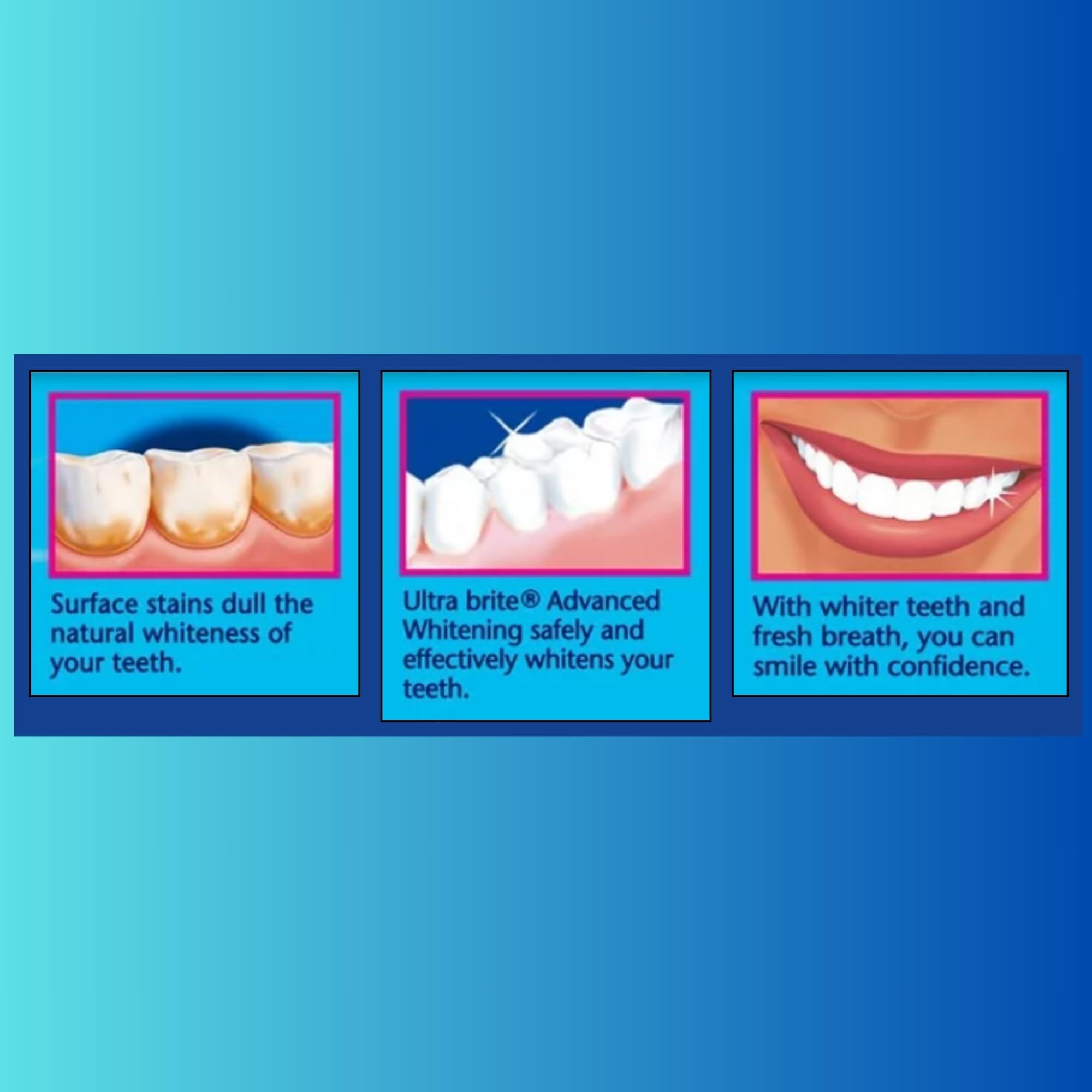 MURYBOX Colgate Ultra Brite Advanced Whitening Toothpaste, Ultra Brite Toothpaste, Ultrabrite Toothpaste Original, Toothpaste Whitening, 6.0 oz (Pack of 3) + MB Sticker.