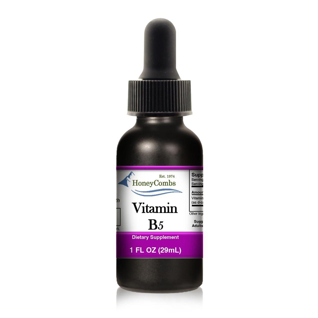 HoneyCombs HoneyCombs Vitamin B5 (Pantothenic Acid) Drops Liquid Vitamin B5 Extract 1Fl Oz. + Vitamin B2 (Riboflavin) Drops, 1 Fl Oz. + Vitamin B1 (Thiamine) Drops - Thiamine Vitamin B1 Extract, 1 Fl Oz.