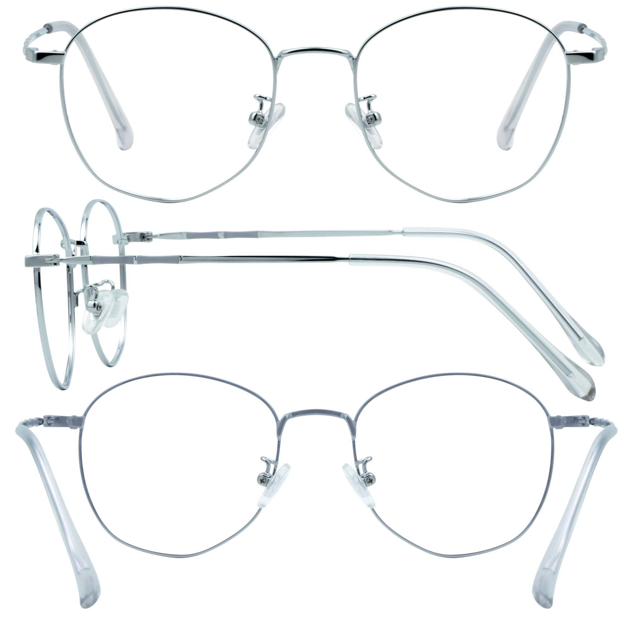 VisionGlobal VisionGlobal Blue Light Blocking Glasses for Computer Reading, Anti Glare Lenses Help Reduce Eye Strain and Fatigue, For Men/Women (Silver, 1.25 Magnification)