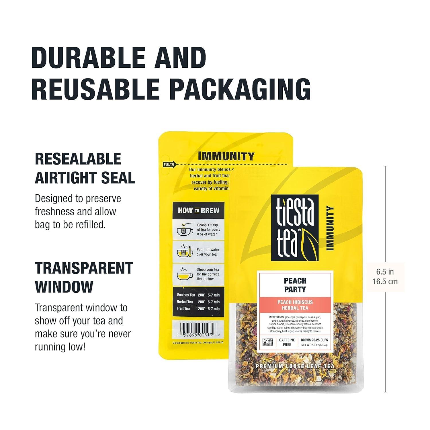Tiesta Tea Tiesta Tea - Peach Party | Peach Hibiscus Herbal Tea | Premium Loose Leaf Tea Blend | Non-Caffeinated Fruit Tea | Make Hot or Iced & Up to 25 Cups | Made w/Natural Ingredients - 2oz Resealable Pouch