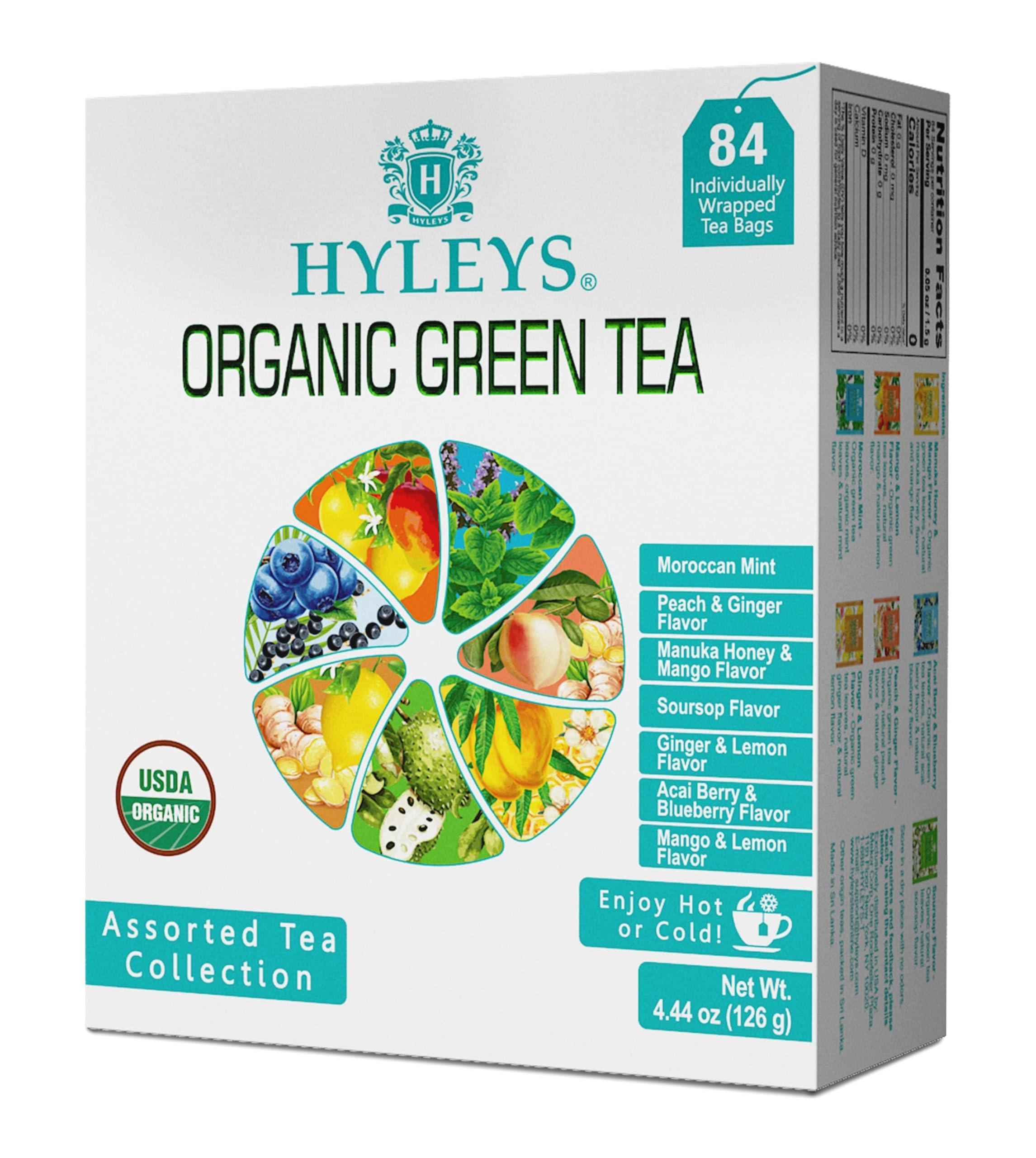 HYLEYS Tea Hyleys Organic Green Tea 7 Assorted Flavors - 84 Tea Bags