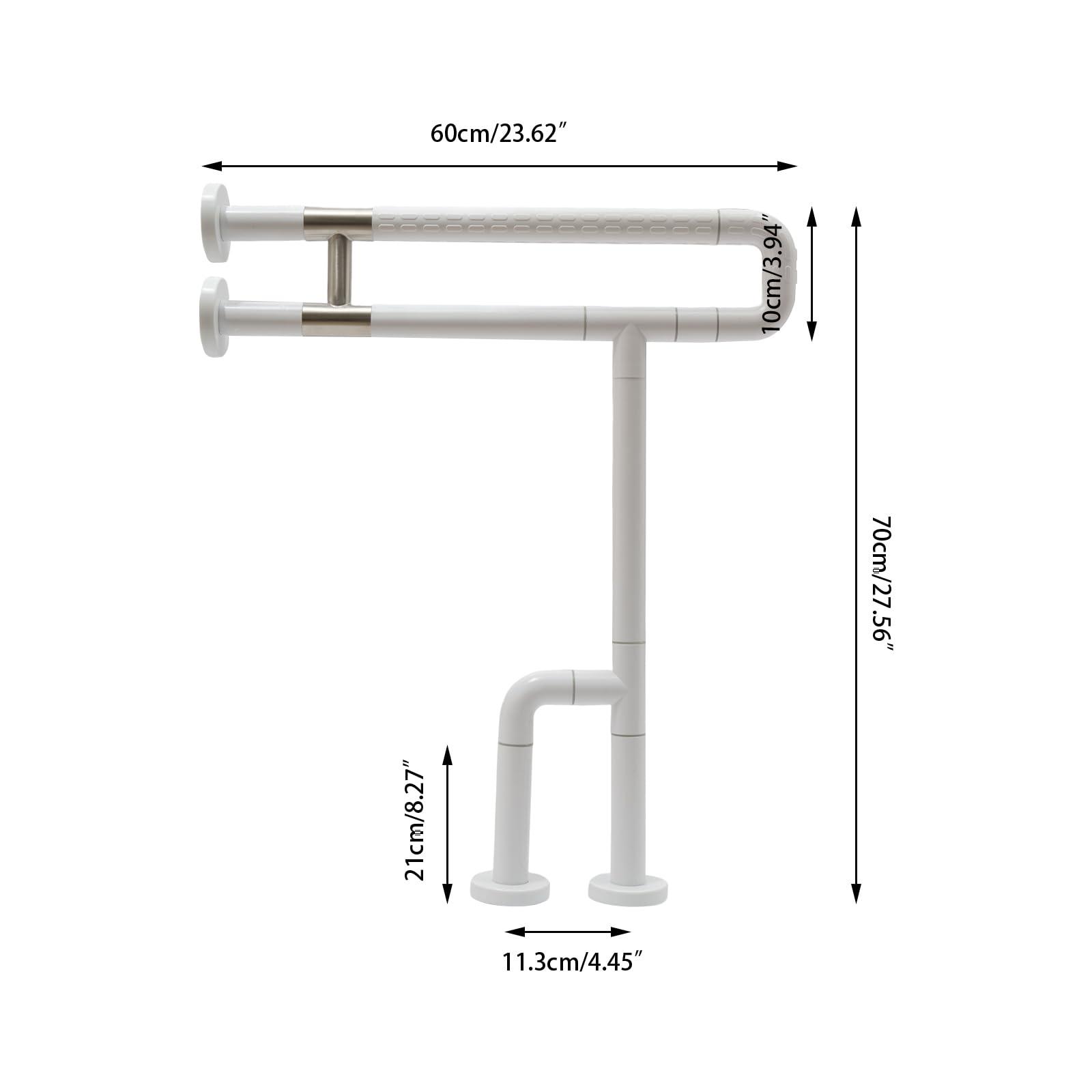 Wingderlier Toilet Grab Bars,27.55in Safety Bathroom Handrails Handicap Handle Assist Frame Railings Rail Support Shower Bathtub for Elderly Pregnant Women Disabled Bar White