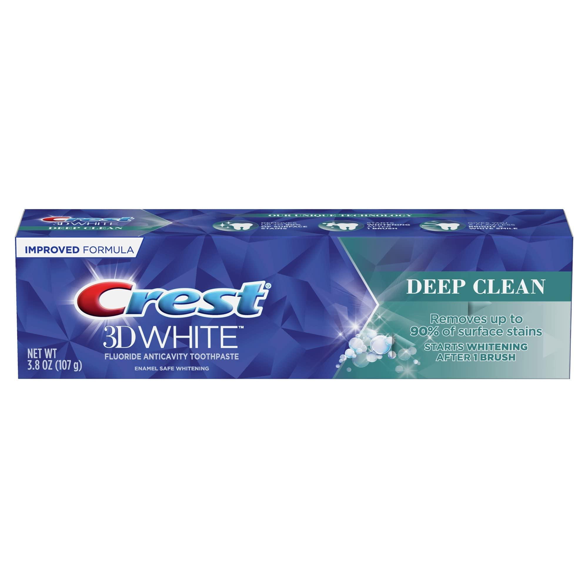 Crest Crest 3D White Toothpaste, Deep Clean, Enamel Safe Whitening 3.8 oz (107g) - Pack of 2