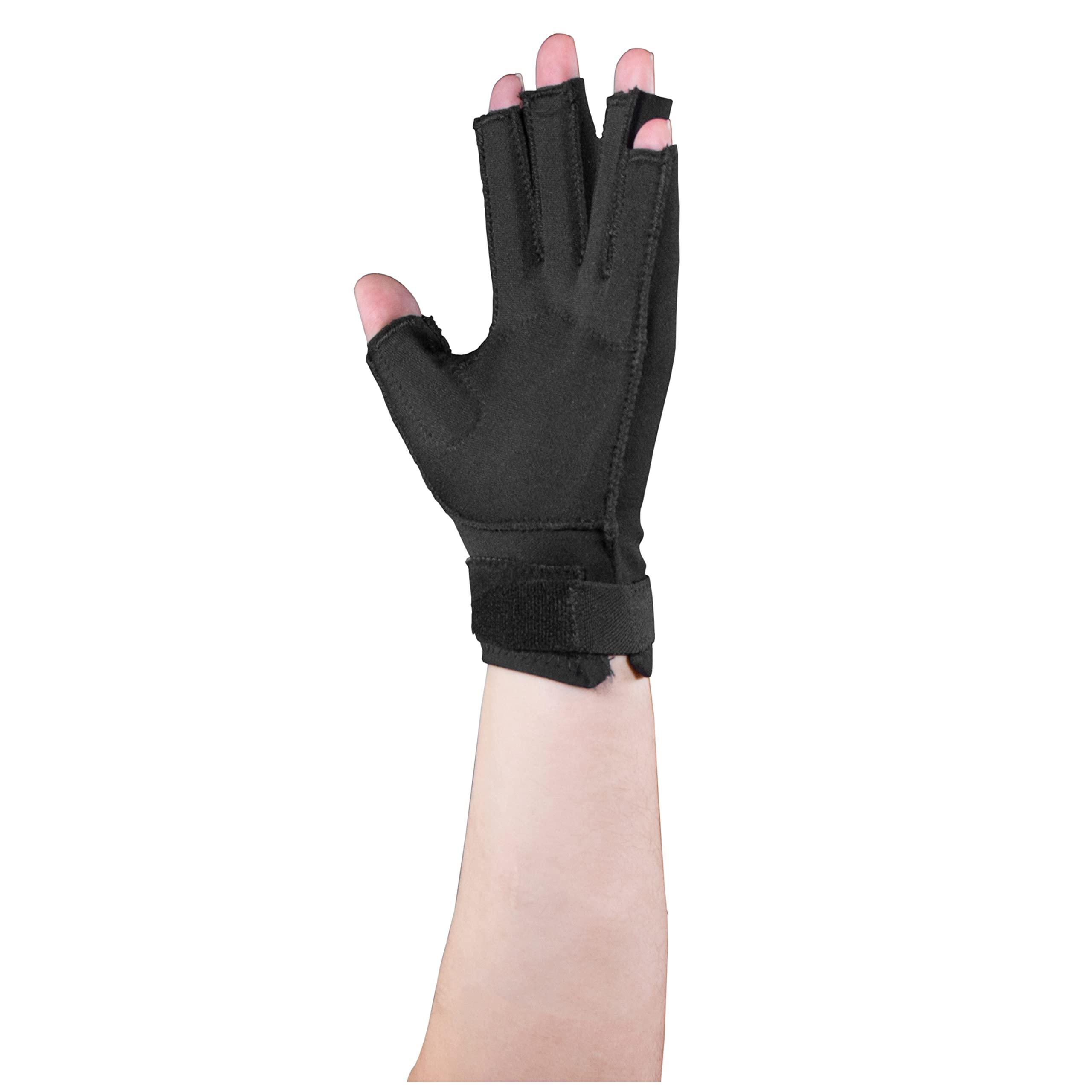 OTC OTC Resting Splint Glove, 5 Finger Semi-Rigid Splints, Open Tips, Black, Left Hand, Medium