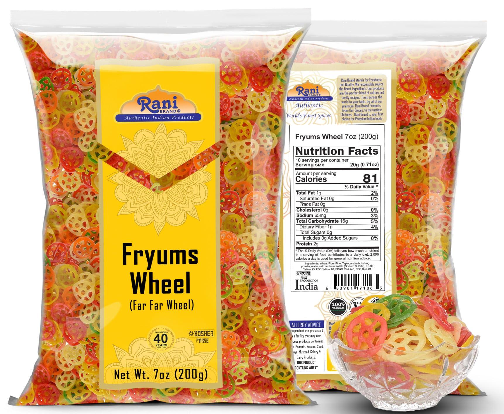 Rani Brand Authentic Indian Products Rani Far Far/Fryums (Wheat & Tapioca Pellet) Wheel Shape 7oz (200g) ~ Vegan, Kosher, Uncooked, Used to Make Papad, Bhungra/Chip Snack
