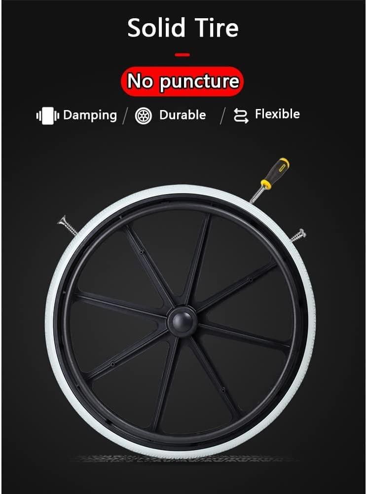 BITWIT BITWIT 24inch Wheelchair Wheel Replacement, Specification: 24 x 1 3/8, Wheelchair Rear Wheel Accessories, Non-Inflatable Solid Tire, Nylon Hub, Bearing: 12mm (Size : 24inch/60cm(1 Count))