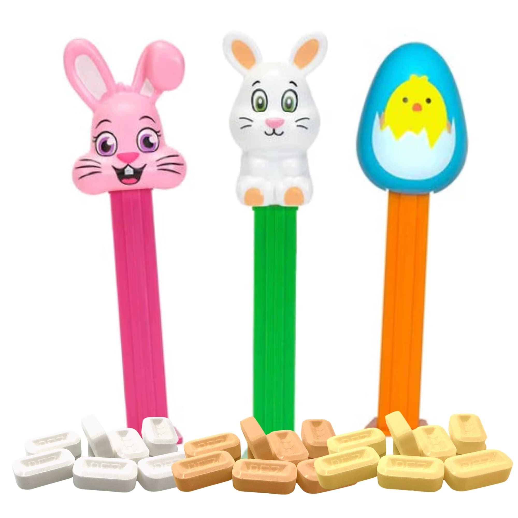 Needzo Needzo 2025 PEZ Dispensers with Assorted Flavors Refill Rolls, Easter Basket Candy (Pack of 3) Tubes