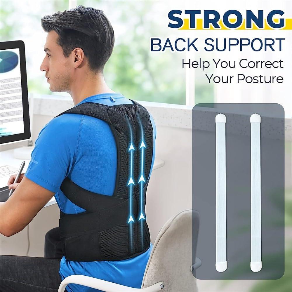 GHAKKE S-5XL Plus Size Full Back Brace Posture Corrector For Women And Men, Back Support For Upper And Lower Back Pain Relief, Adjustable Lumbar Support Improve Back Posture ( Color : Black , Size : 3X-Large