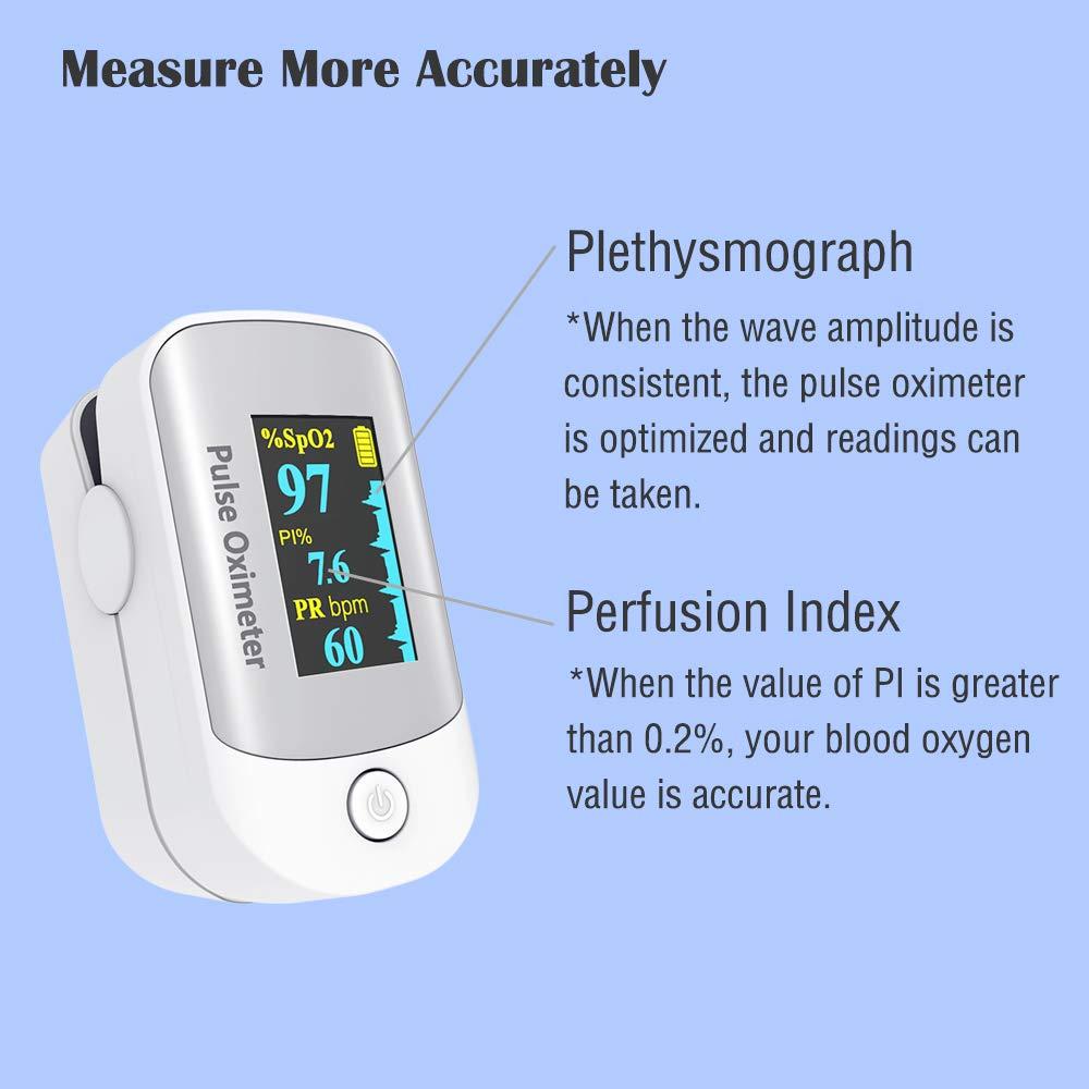 Amemo Pulse Oximeter, OLED Display Oxygen Monitor Fingertip, Blood Oxygen Saturation Monitor (SpO2) with Carrying Case, Batteries and Lanyard
