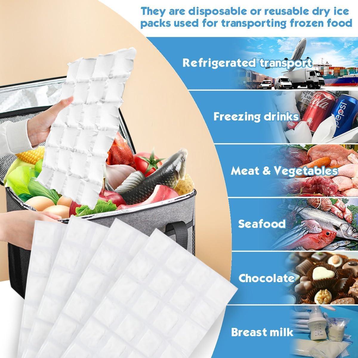 WAQIWARON WAQIWARON Ice Sheets for Coolers Reusable - Ice Pack Sheets - 4 Large Flat Freezer Packs for Coolers - 96 Cube Ice Packs for Flexible Ice Mat - Long Lasting Ice Packs for Cooler