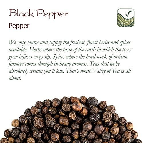 Valley of Tea Black Pepper Whole Corns Organic - Gourmet Black Peppercorn - Black Peppercorns For Grinder Refill - Grinder Peppers Peppercorns Whole Pepper Corns Pepper Corn For Grinding Pepper Whole Pepercorn 100g