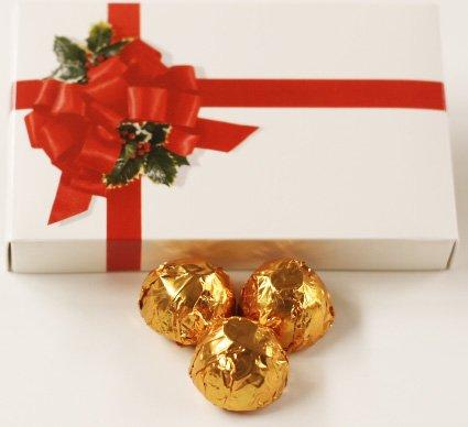 Scott\'s Cakes Scott\'s Cakes White Chocolate Peanut Butter Cream Filling Candies with Copper Foils in a 1 Pound Ribbon-n-Holly Box