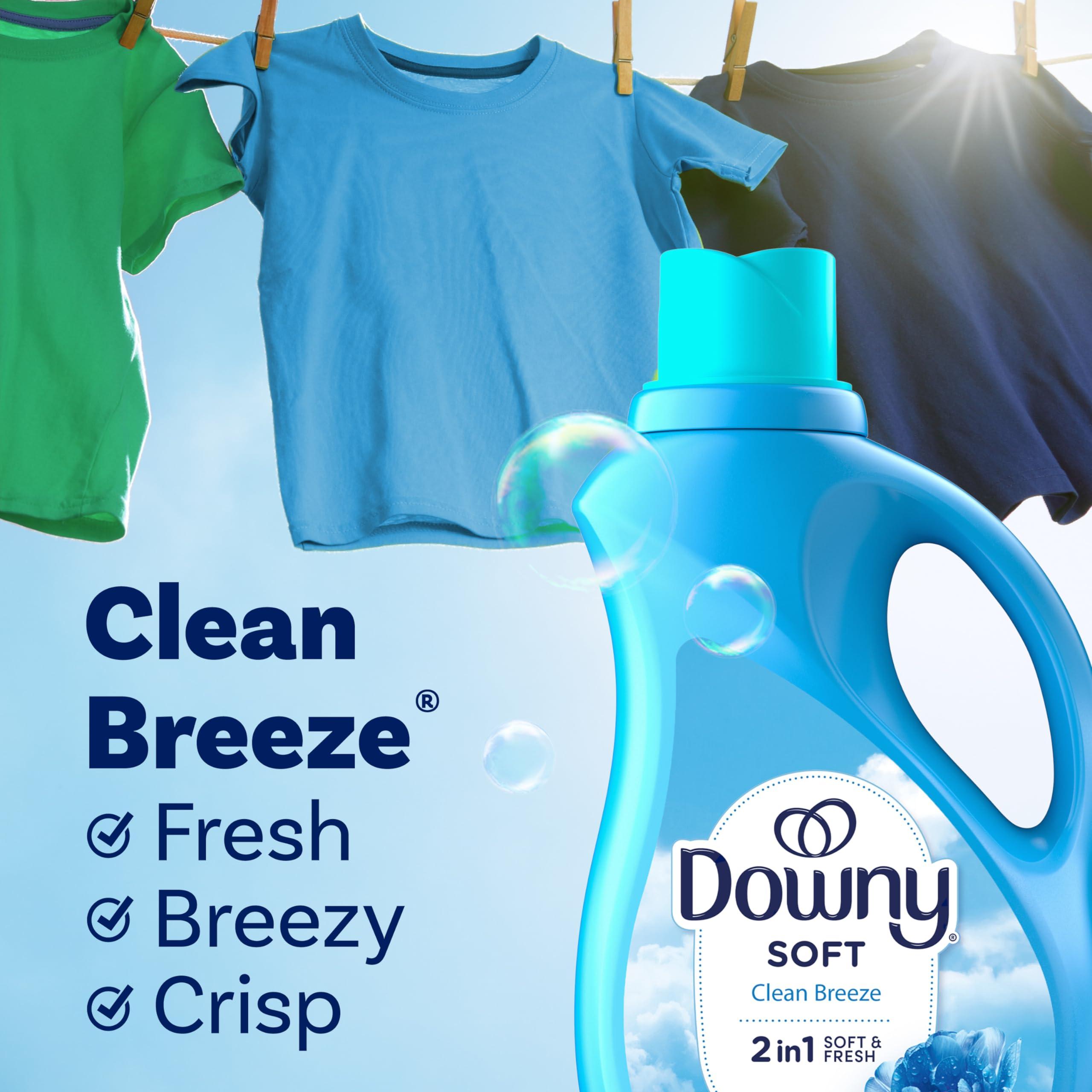 Downy Downy Fabric Softener Liquid, Clean Breeze Scent, 44 fl oz, 60 Loads