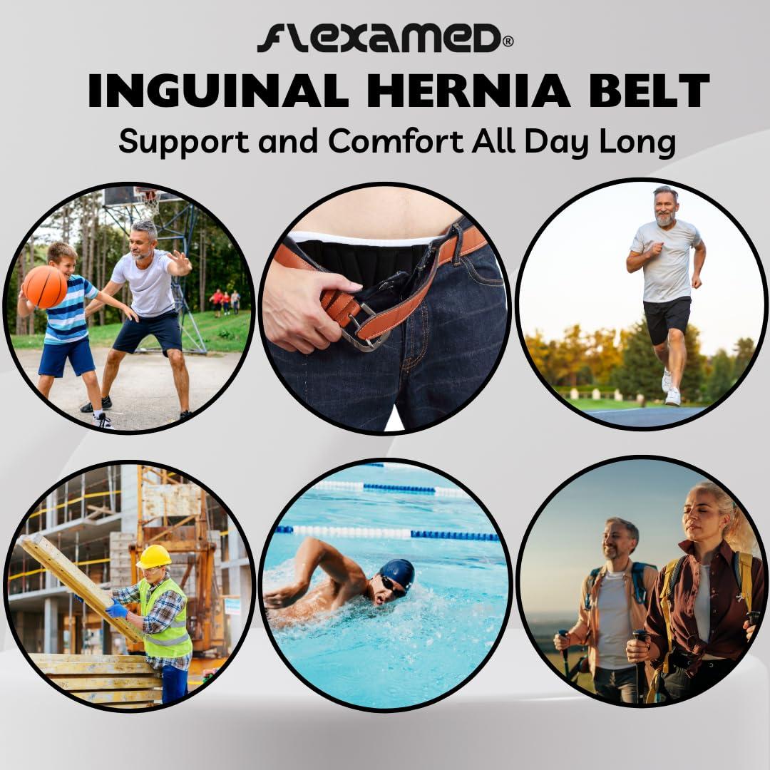 FlexaMed FlexaMed Right Side Inguinal Hernia Groin Belt with Compression Pad Black (M 32-36)